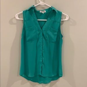 Express Green Sleeveless Portofino Shirt